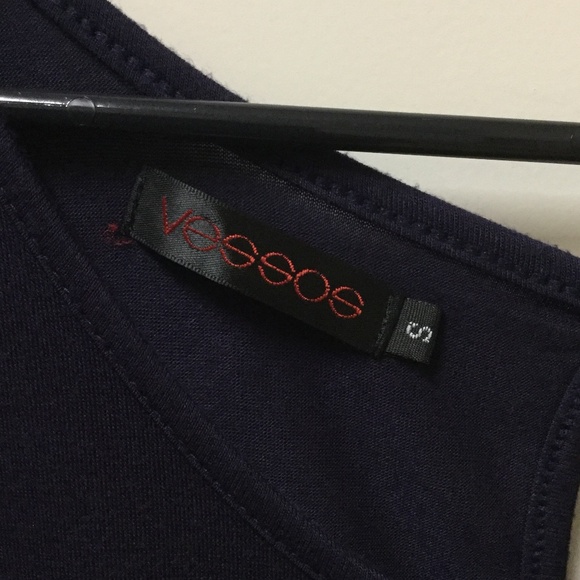 Navy open shoulder blouse - Picture 3 of 5